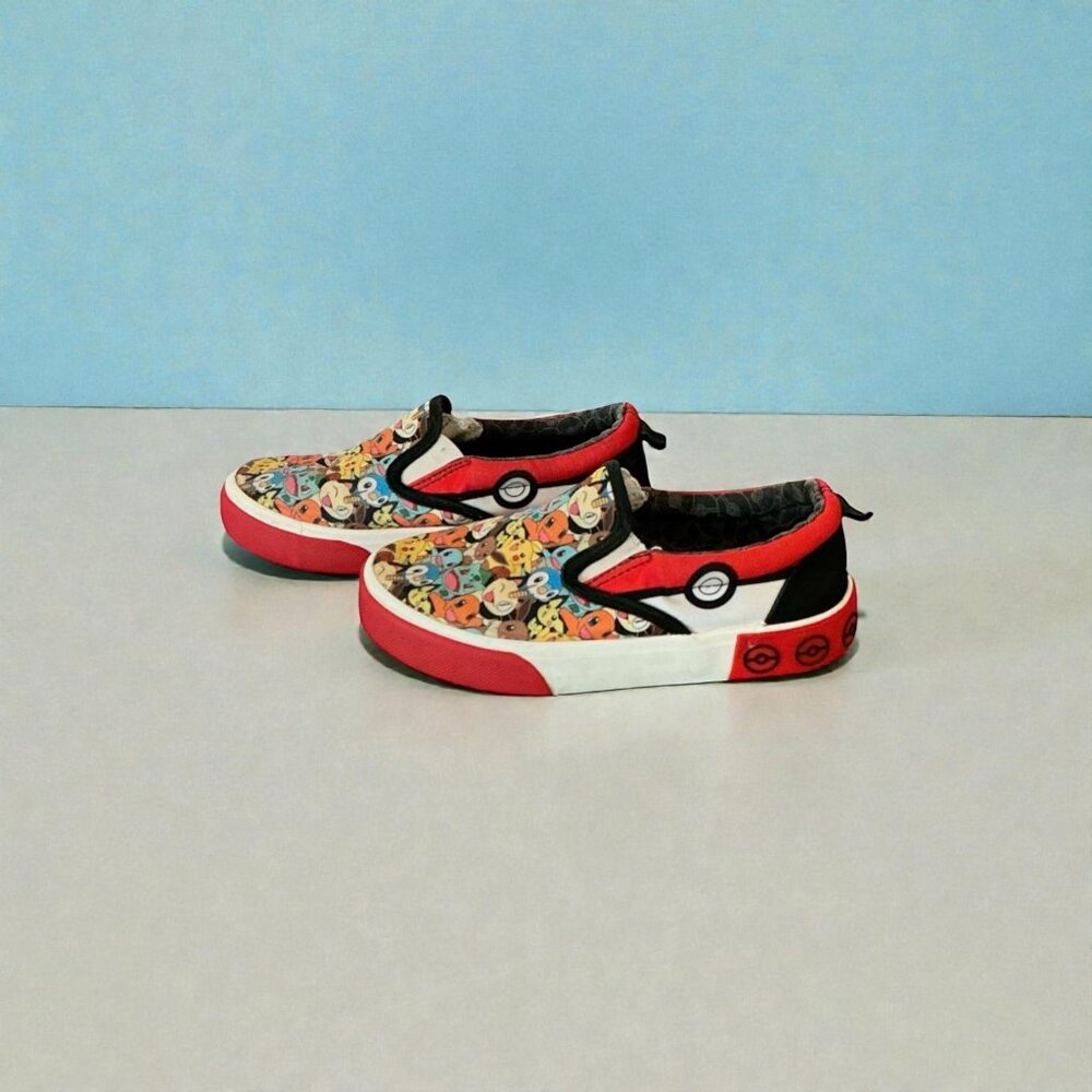Pokemon Slip-On Shoes Kids Multicolor‎ Graphic Print Red & White Casual Sneakers